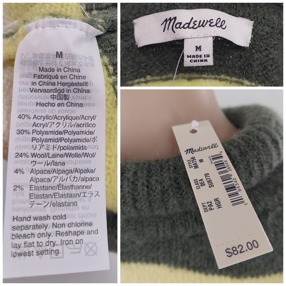 Madewell Fulton Striped Pullover Sweater M - Picture 5 of 5